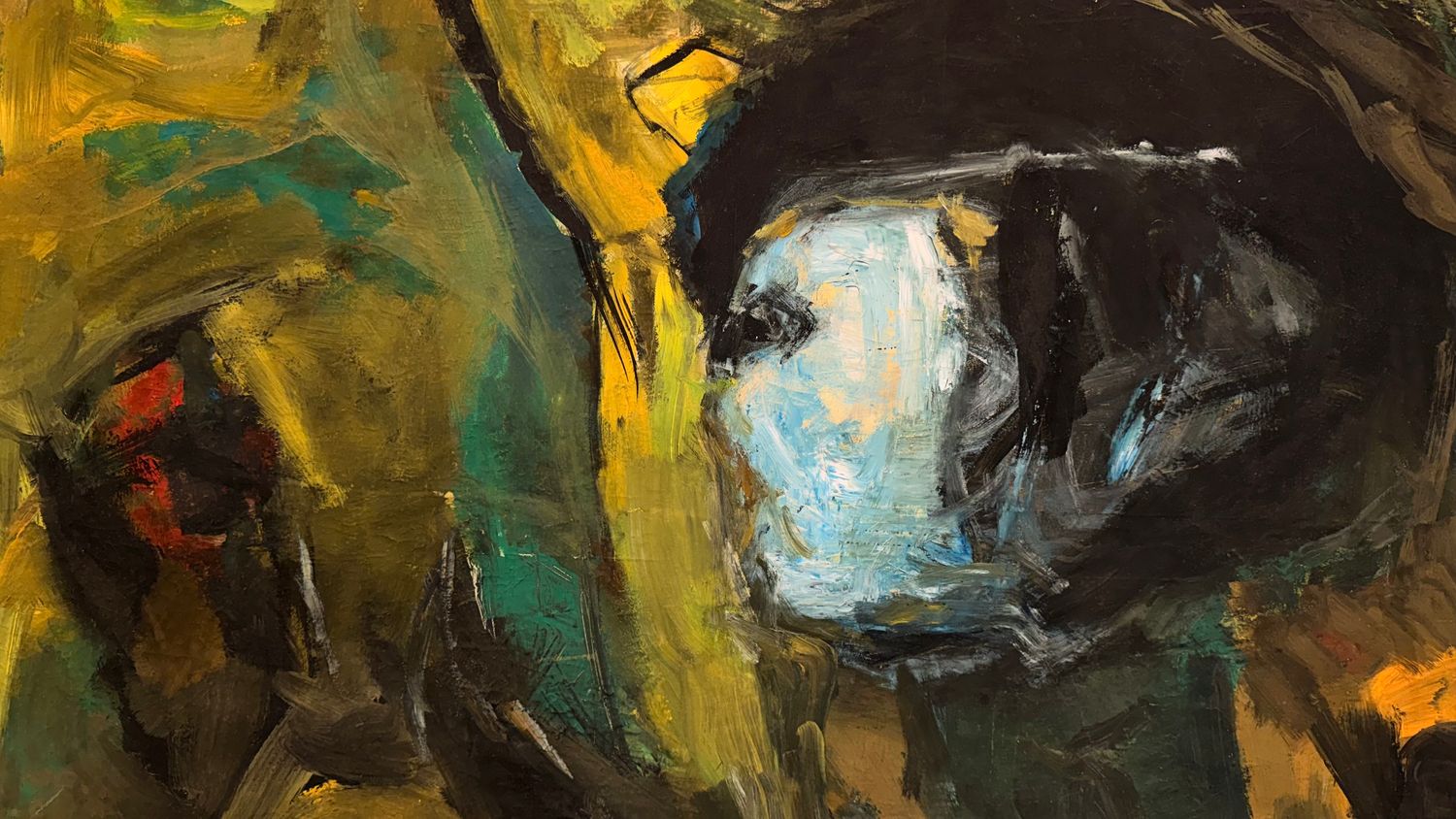 Abstract Art Depicting French Revolutionary Woman in Beret Holding Rose, c.1950's