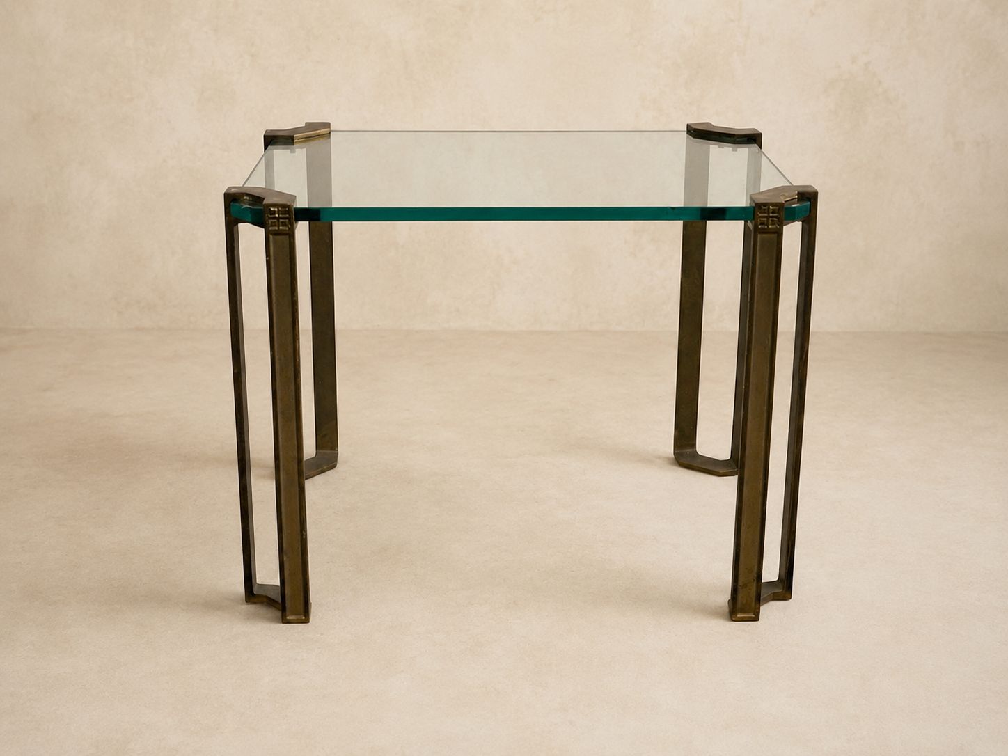Brass &amp; Glass Cocktail Table by Designer Peter Ghezy