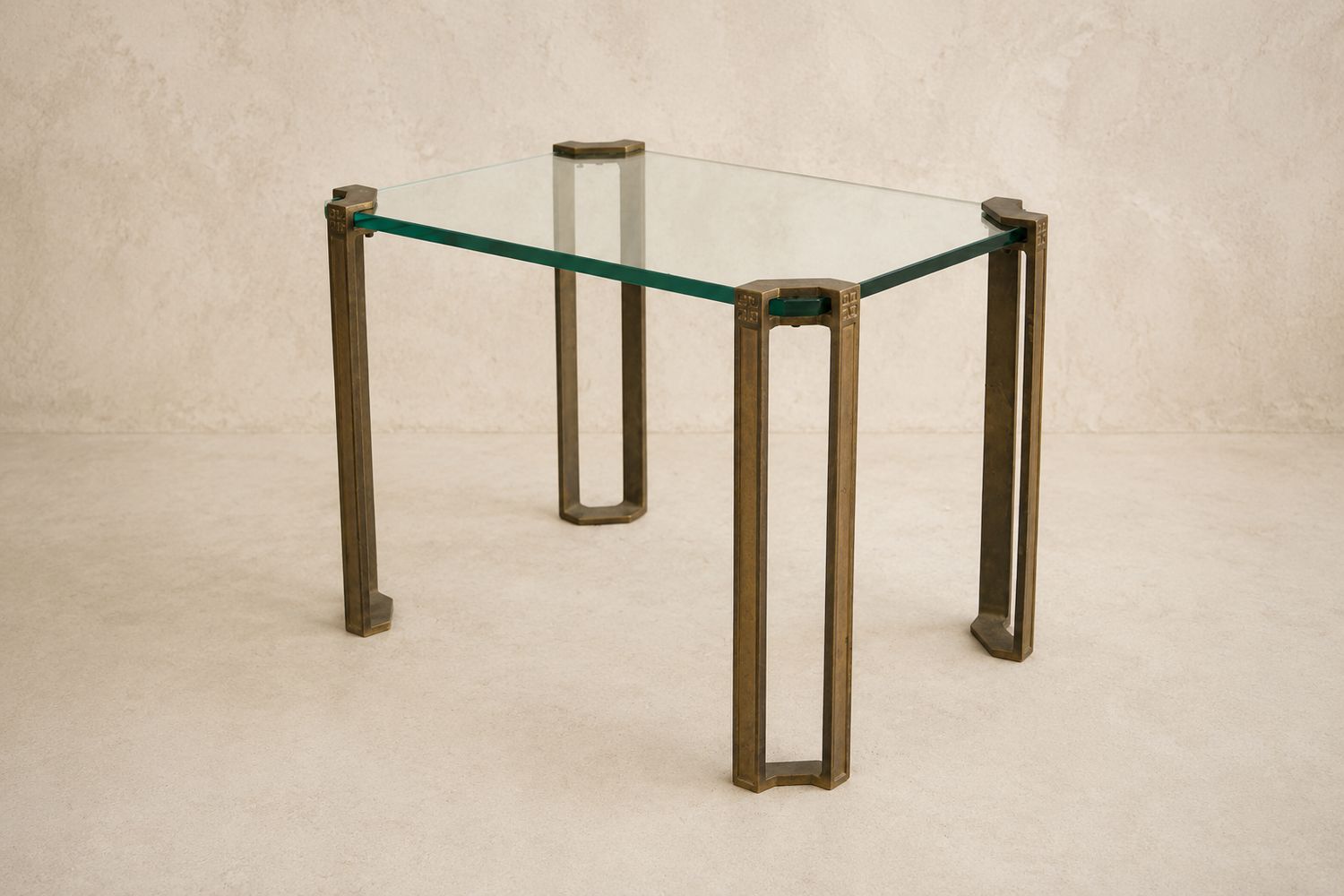 Brass &amp; Glass Cocktail Table by Designer Peter Ghezy