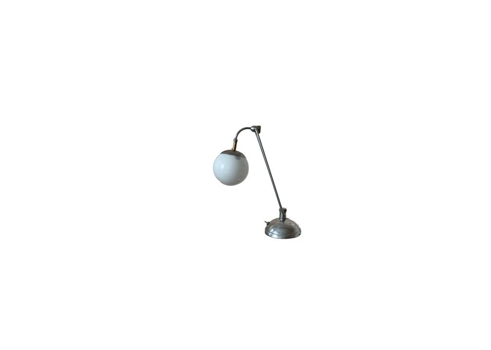Mid Century Chrome &amp; White Desk Lamp