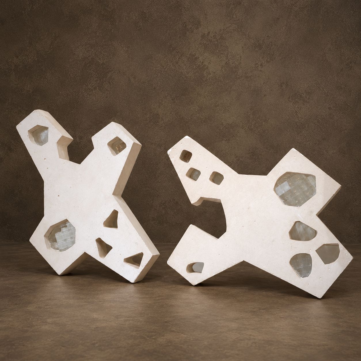Pair of Contemporary Plaster Wall Sculptures, Atelier Meto, France