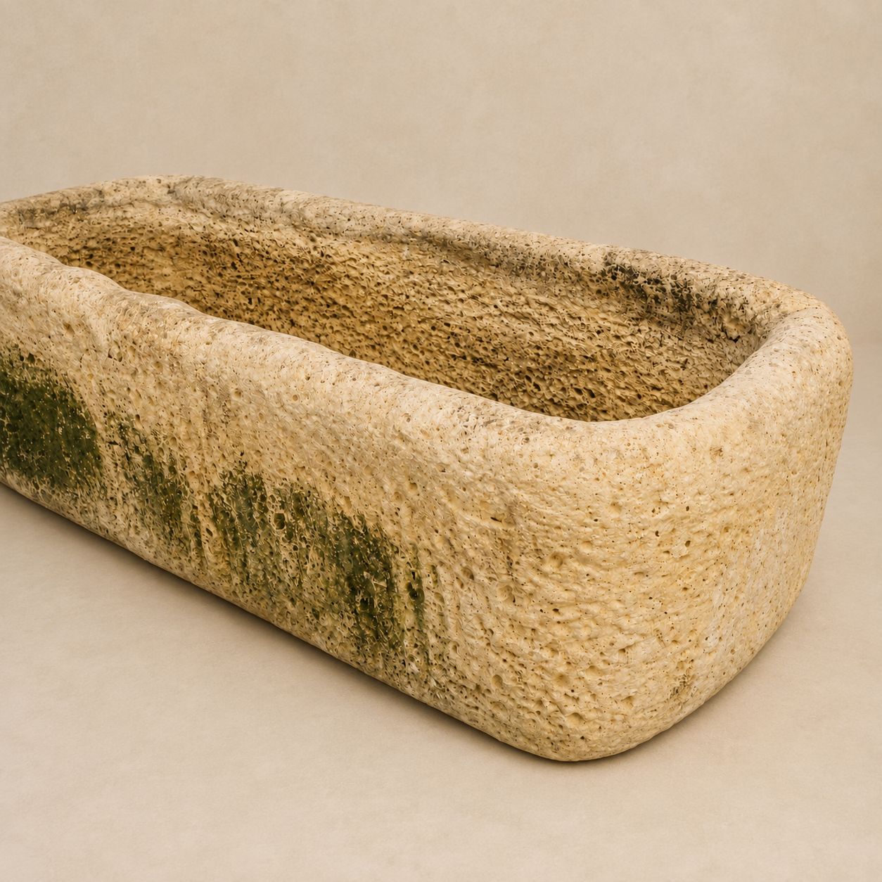 Large Primitive French Cast Stone Planter (A)