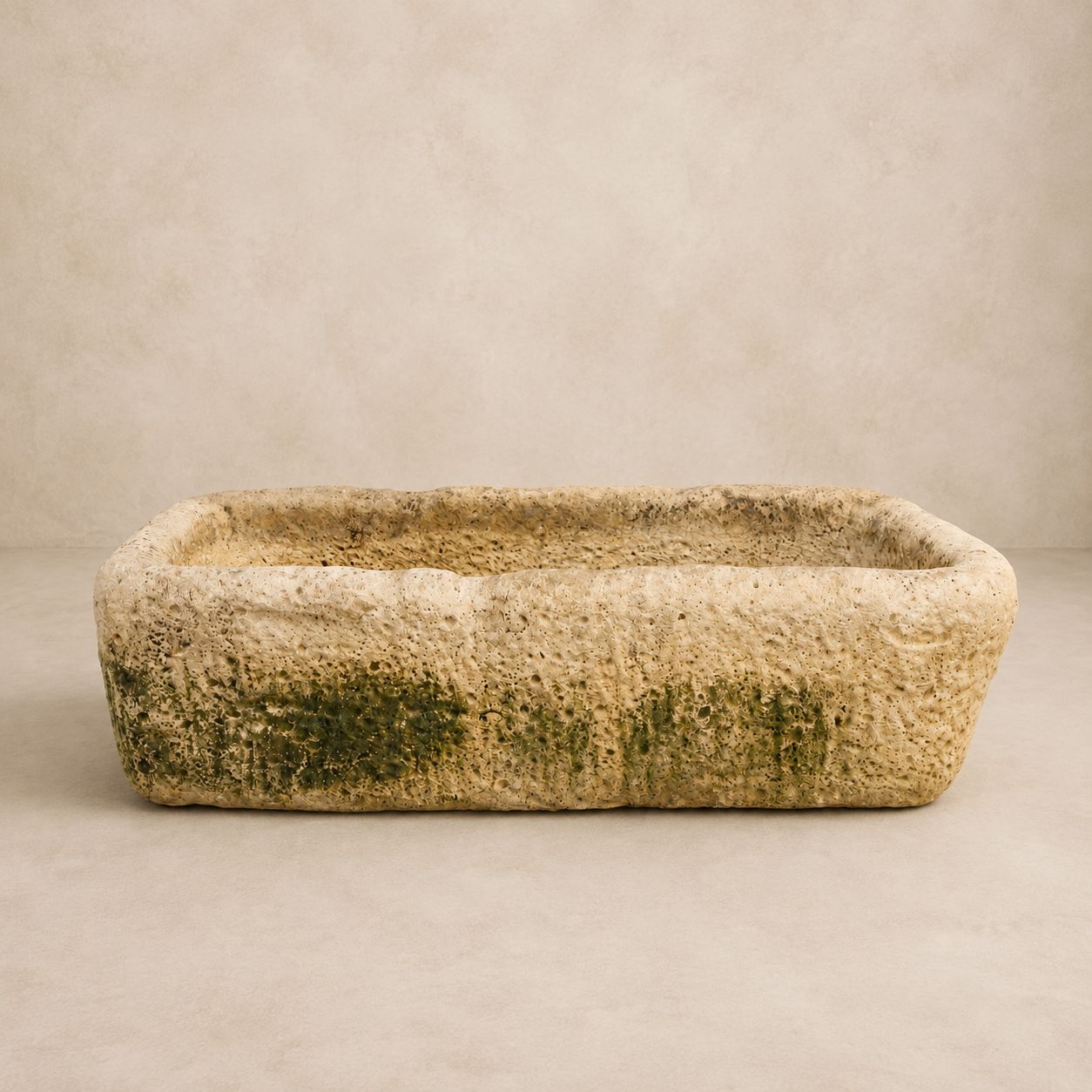 Large Primitive French Cast Stone Planter (A)