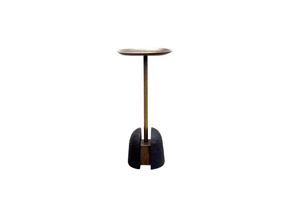 Sculptural Hand Forged Brass and Iron Drink Table