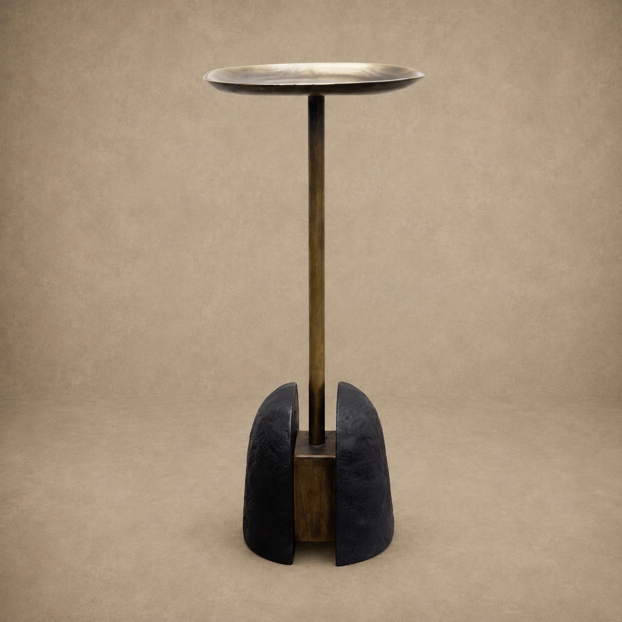 Sculptural Custom Hand Forged Brass and Iron Drink Table