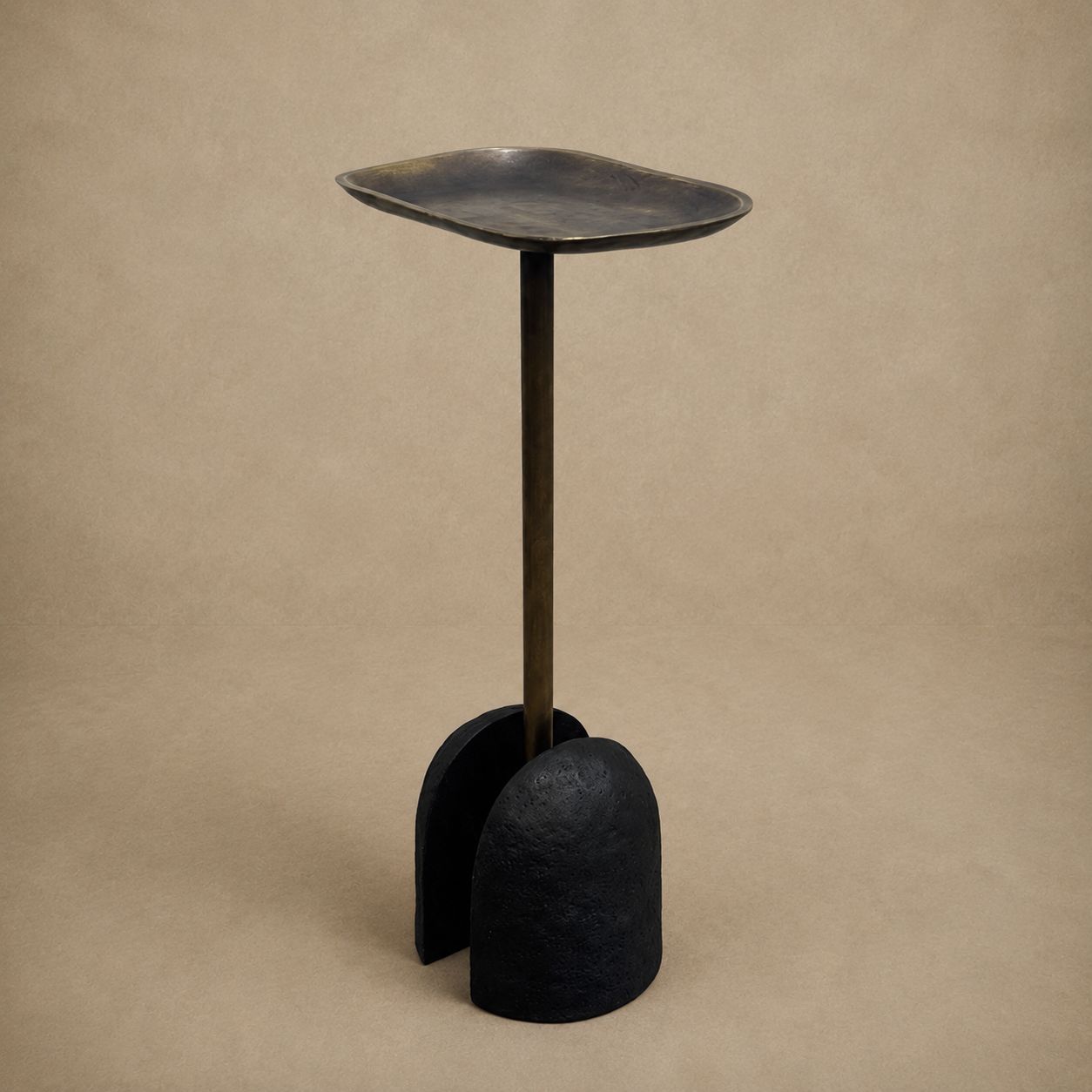 Sculptural Custom Hand Forged Brass and Iron Drink Table