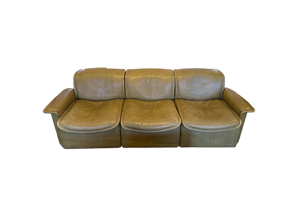 Green Buffalo Leather De Sede Three Seat Sofa