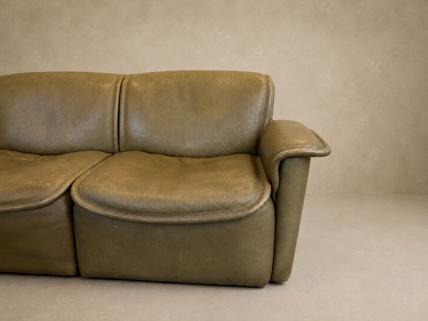 Green Rawhide Leather De Sede Three Seat Sofa