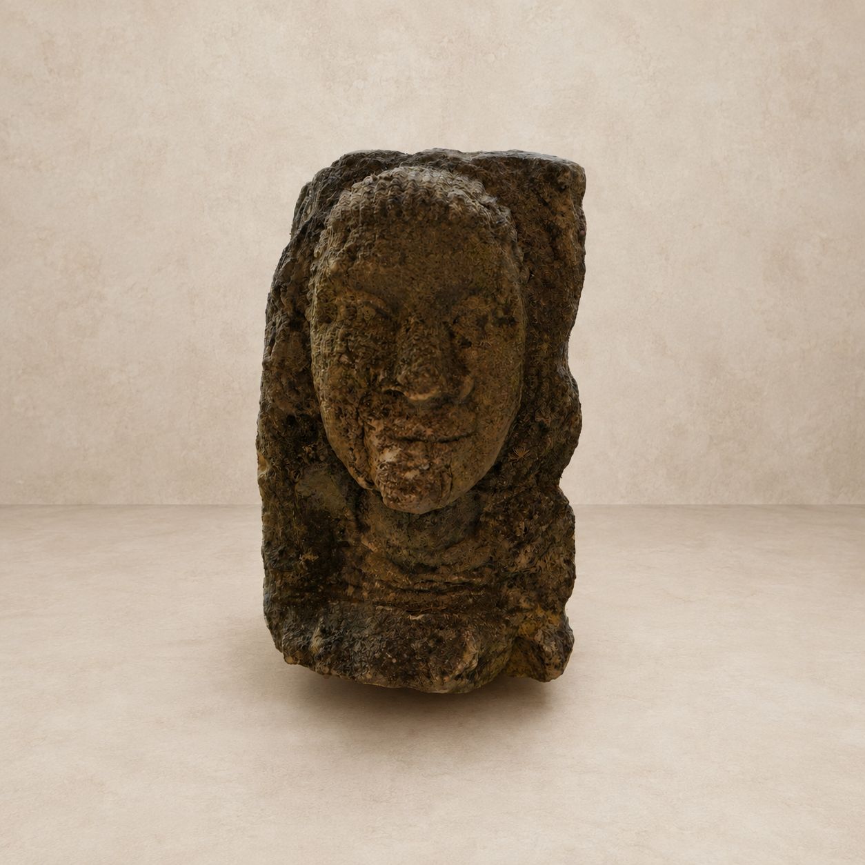 Stone Garden Element Depicting a Woman’s Face
