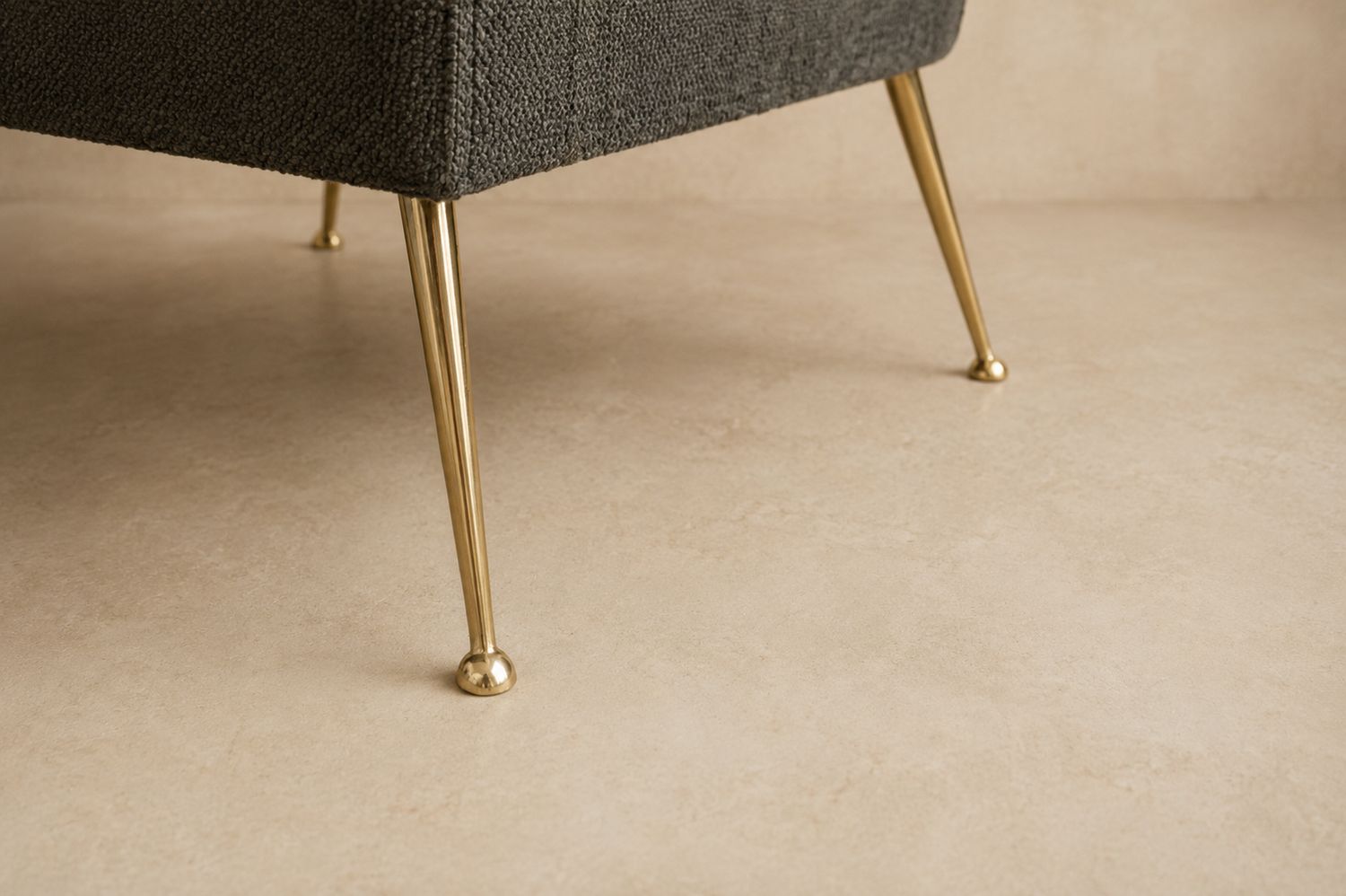 Pair of Newly-Upholstered Armchairs with Brass Feet in the Style of Gio Ponti