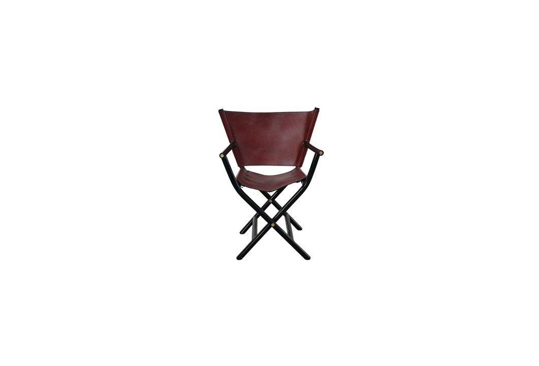 Sling Chair in Red Leather and Lacquered Frame