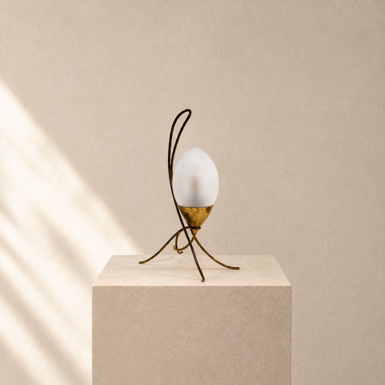 Petite Metal &amp; Glass Modern Lamp, c.1950