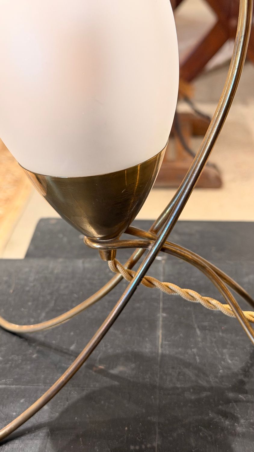 Petite Metal &amp; Glass Modern Lamp, c.1950