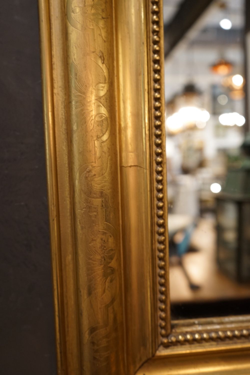 Gilded Louis Philippe with Carved and Beaded Frame