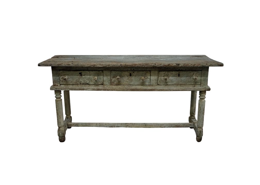 18th Century French Painted Oak Console with Drawers, 65 1/2" x 24" x 31 1/2"