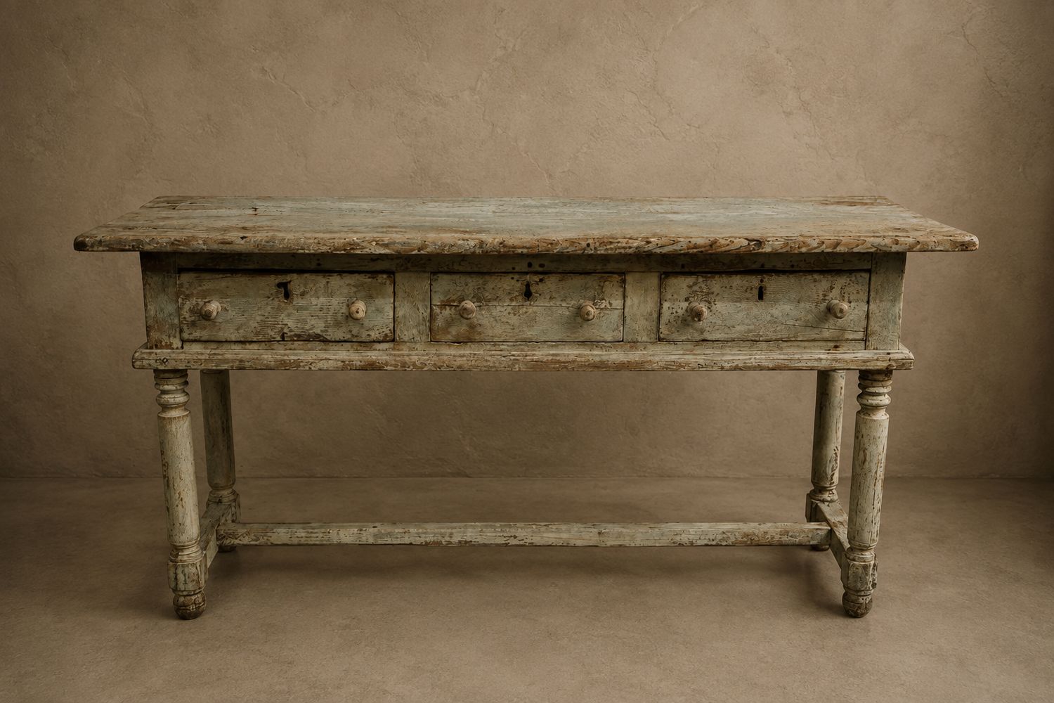 18th Century French Painted Oak Console with Drawers