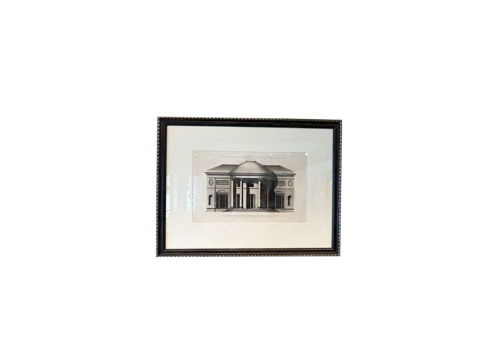 Framed Black and White Architectural Etching (2025-1392)