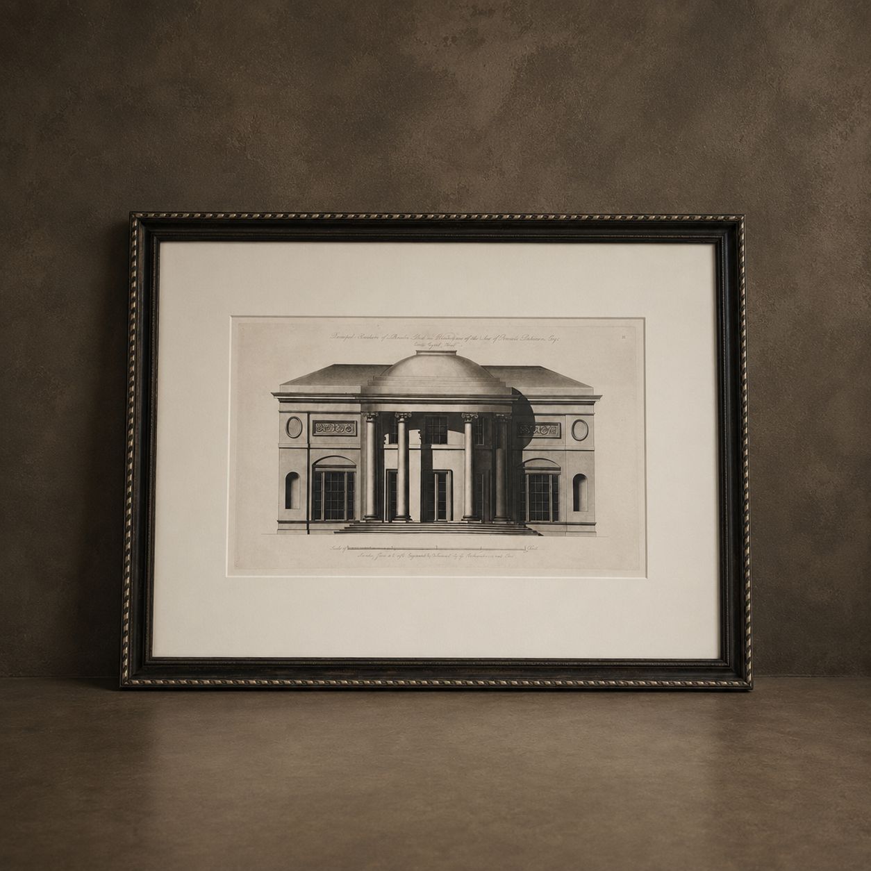 Framed Black and White Architectural Etching