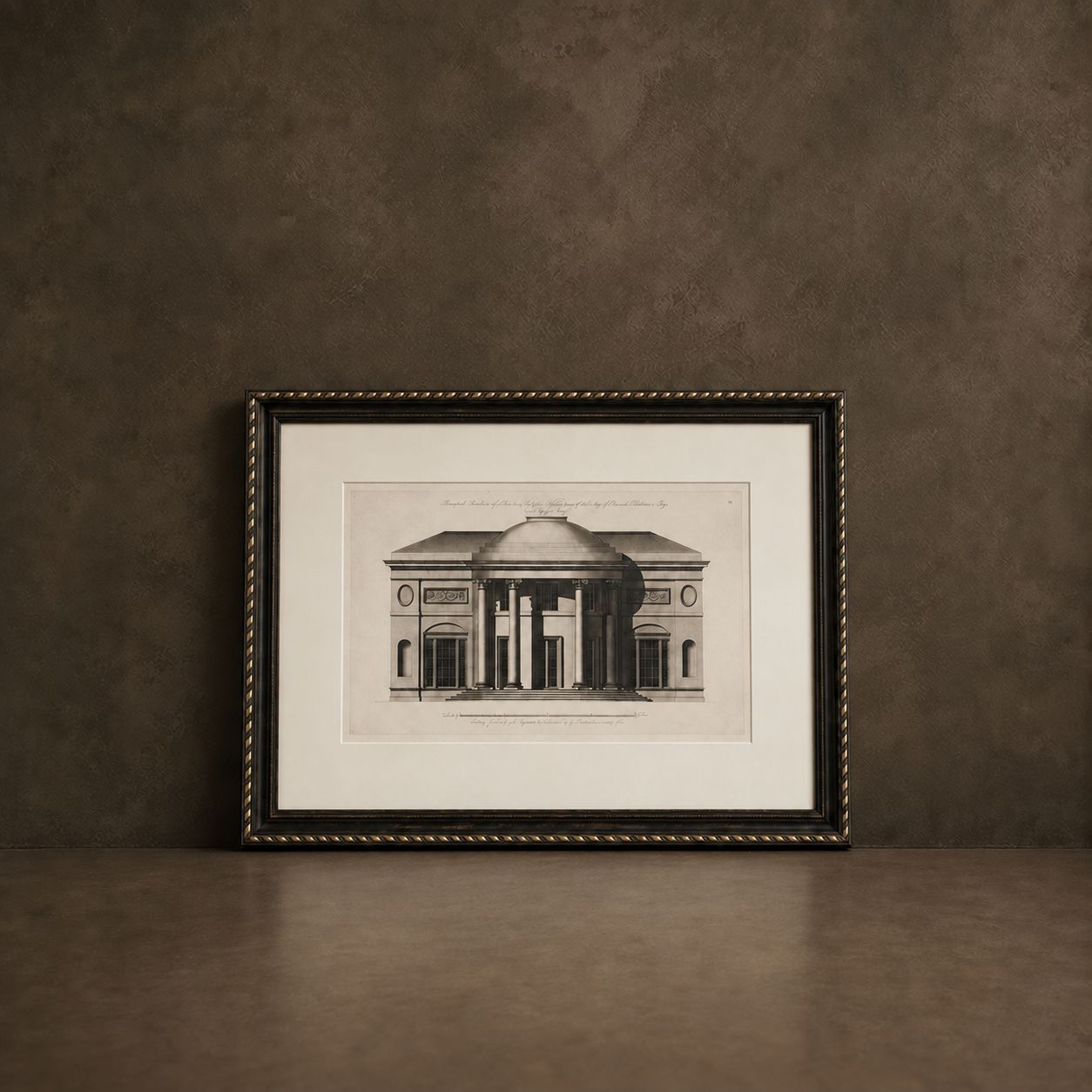 Framed Black and White Architectural Etching