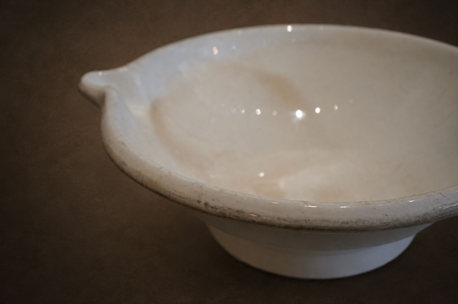 Antique French White Ceramic Dairy Bowl, France, 19th Century
