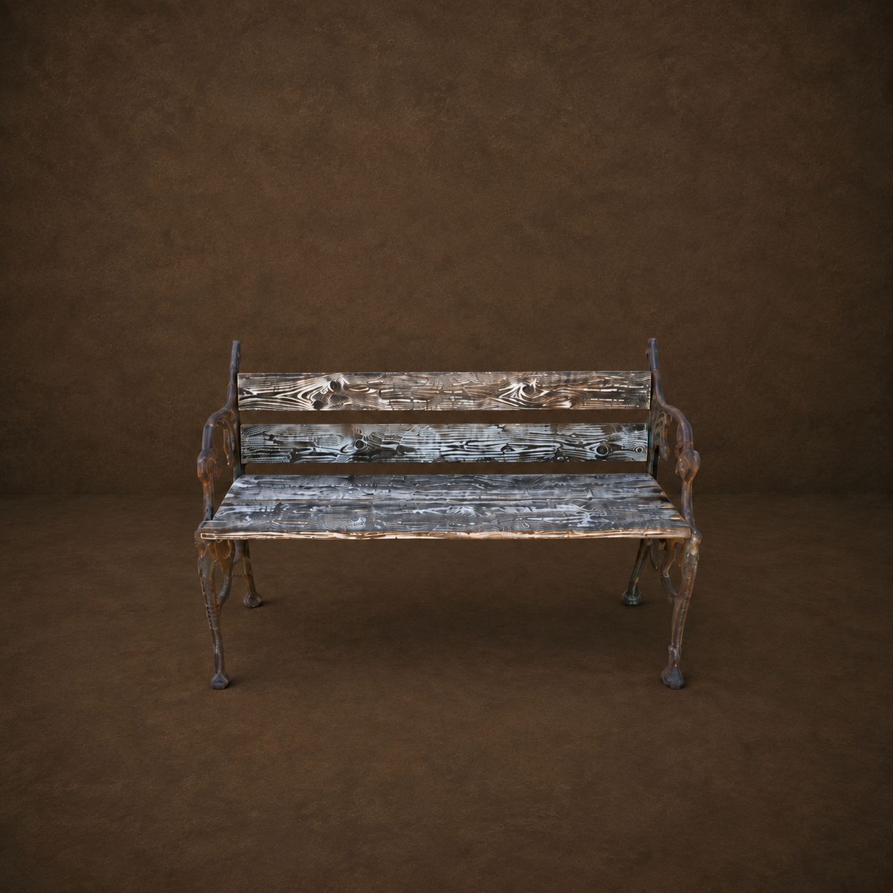 Antique Cast Iron Garden Bench, France