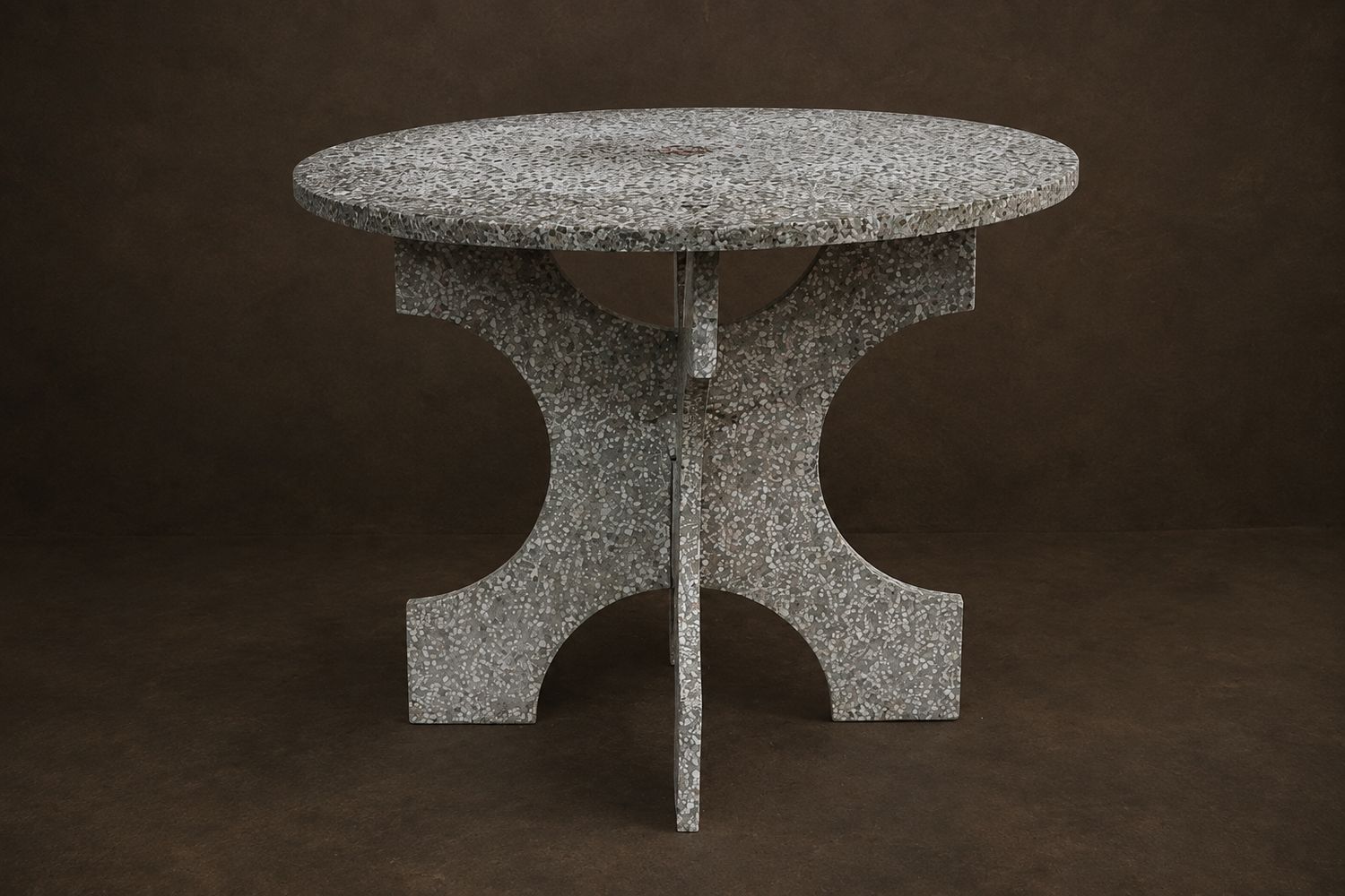 Round Concrete Garden Table with Single Pedestal Base