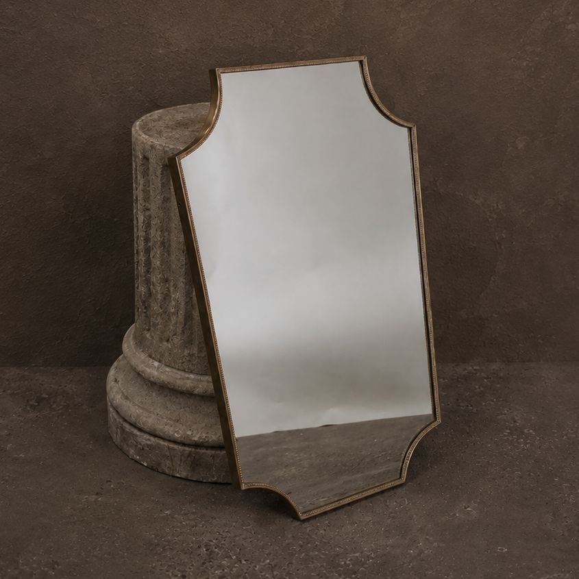 Mid Century Brass Mirror with Chamfered Corners