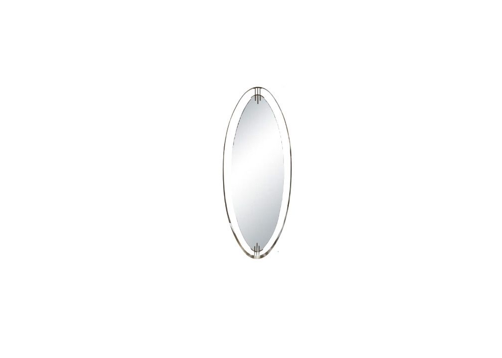 Brass and Glass Oval Art Noveau Mirror, Italy