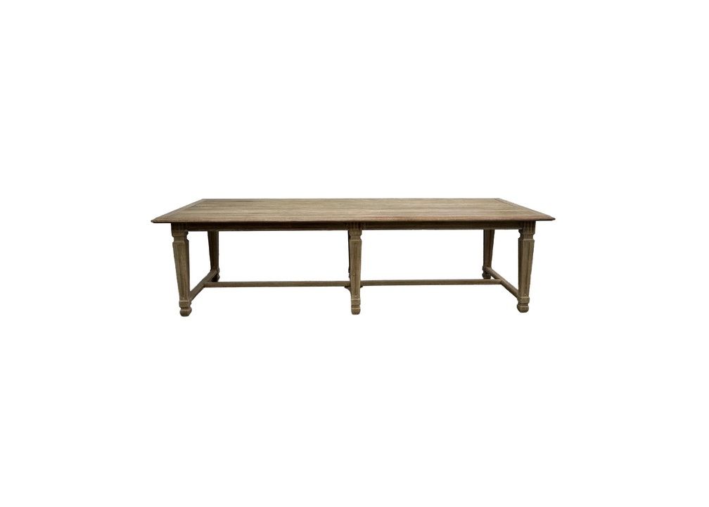 19th Century Oak Bank Table with Center Leg, 110 1/2" x 48" x 29 1/2" (25 1/4" TO Apron)