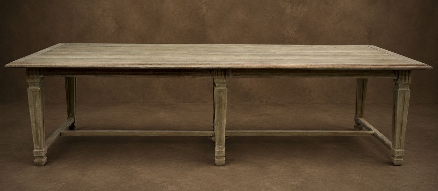 19th Century Oak Bank Table with Center Leg
