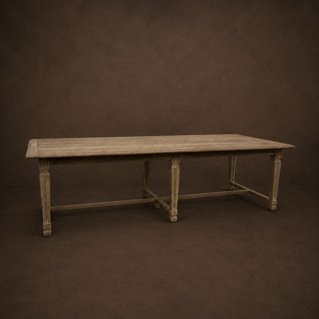 19th Century Oak Bank Table with Center Leg