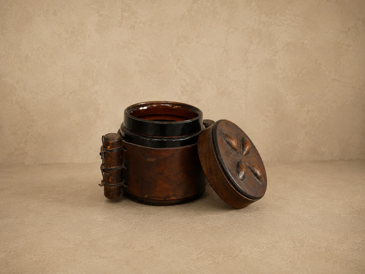 Leather &amp; Glass Jar with Lid