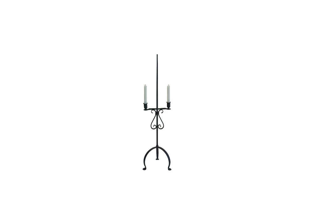 Hand Forged Iron Candlestick Holder with Scroll Detail
