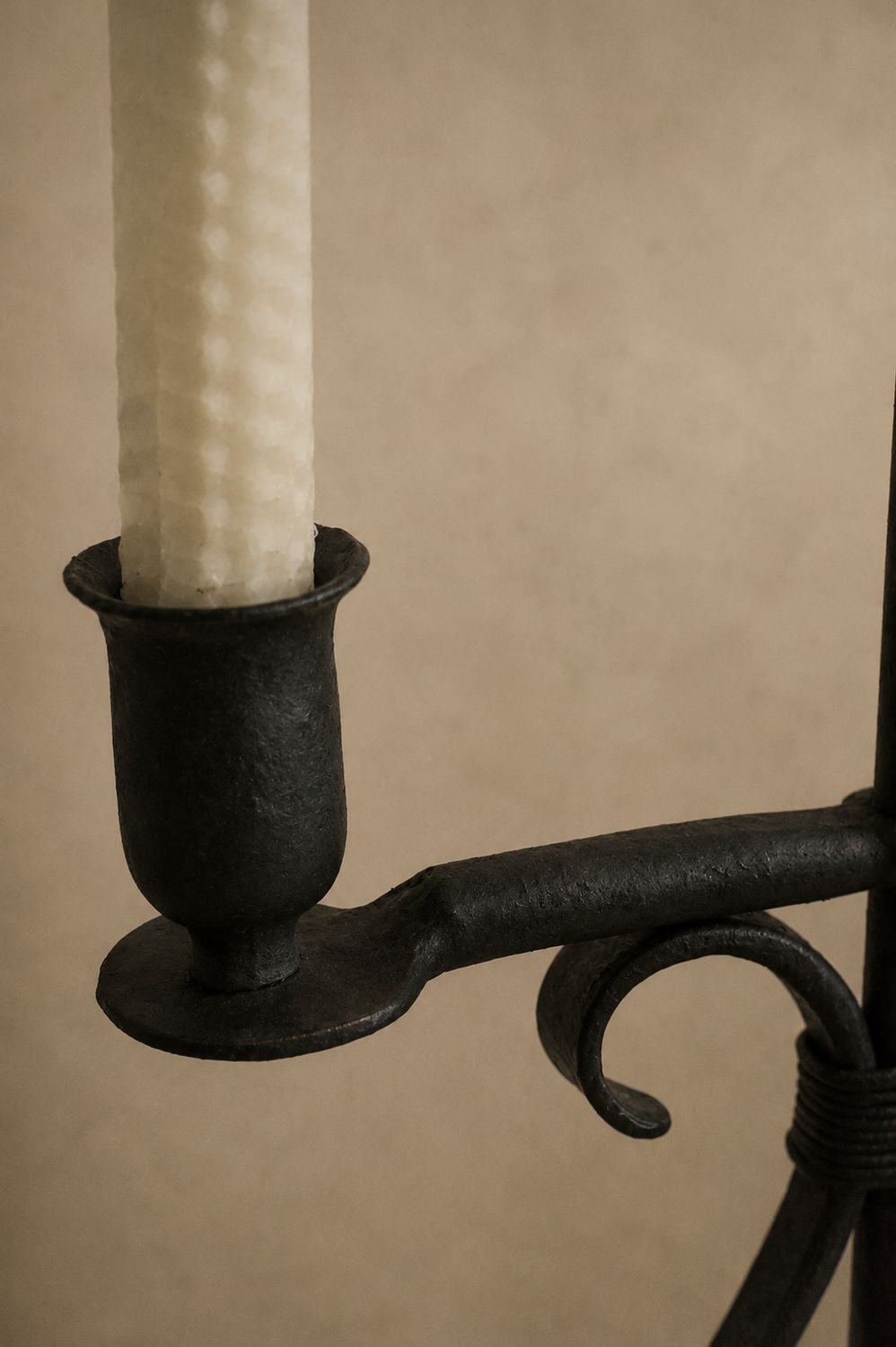 Custom Hand Forged Iron Candlestick Holder with Scroll Detail