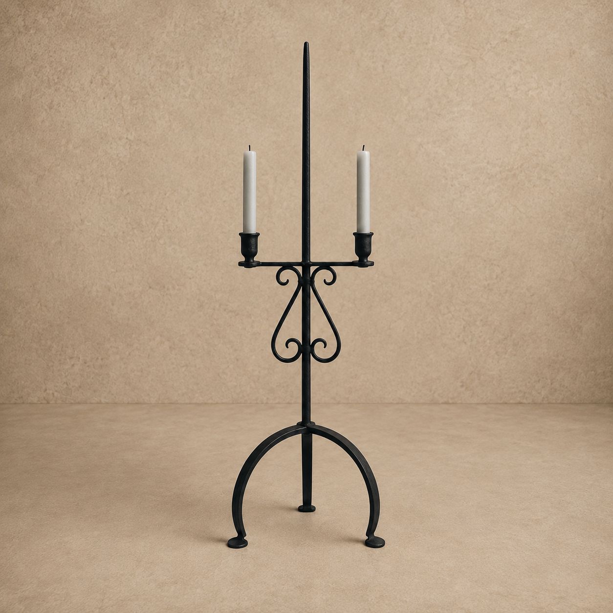 Custom Hand Forged Iron Candlestick Holder with Scroll Detail