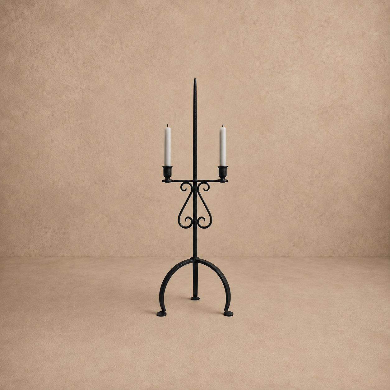 Custom Hand Forged Iron Candlestick Holder with Scroll Detail