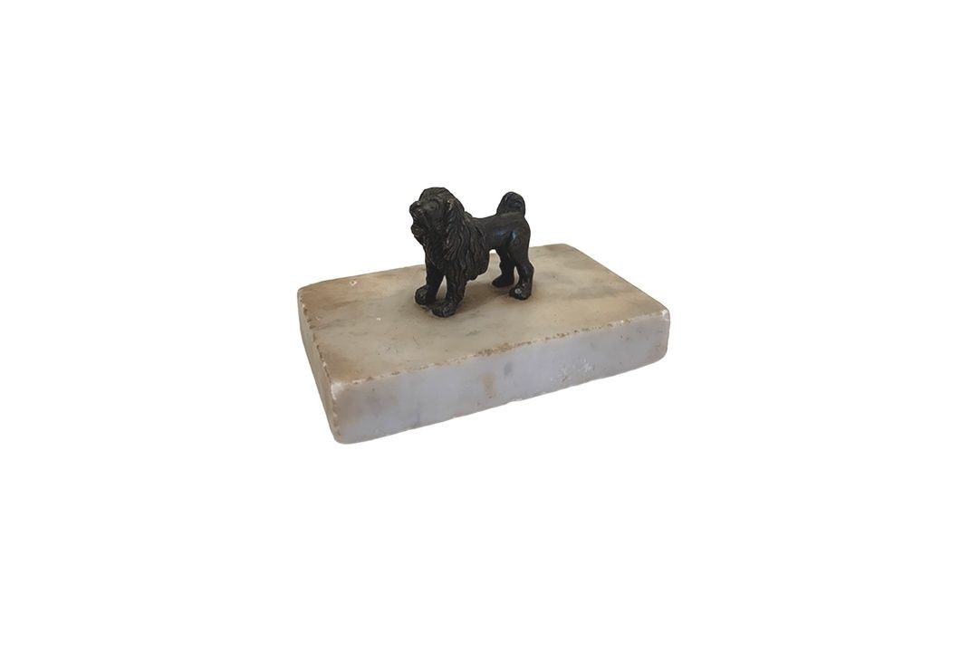 1980's Bronze Dog on Marble Base