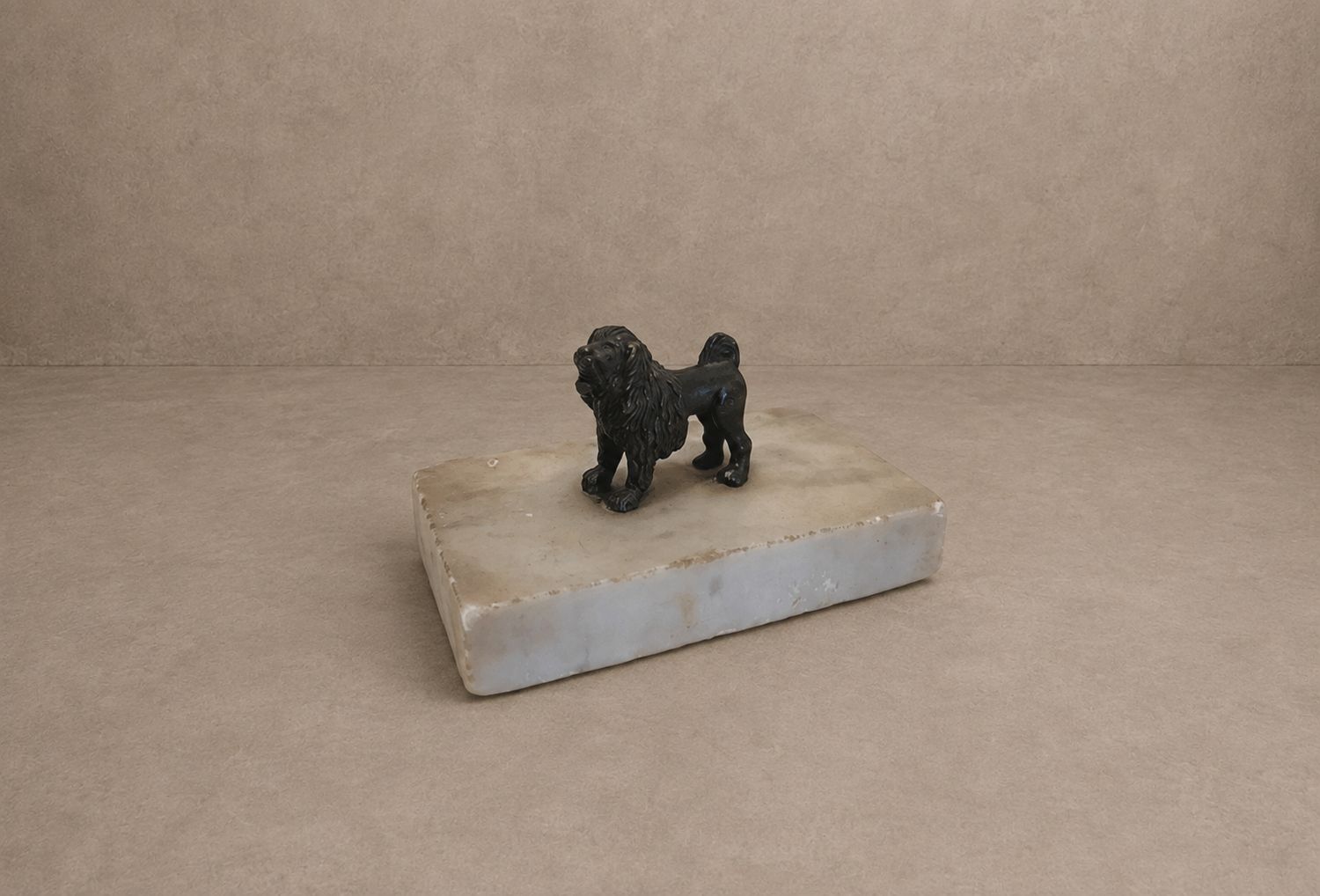 1980's Bronze Dog on Marble Base