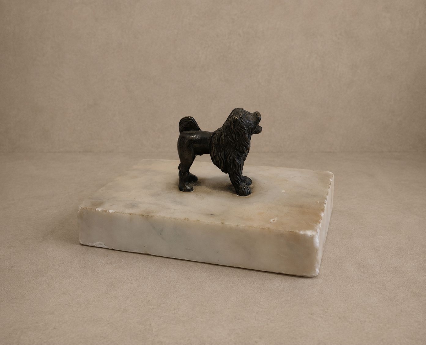 1980's Bronze Dog on Marble Base