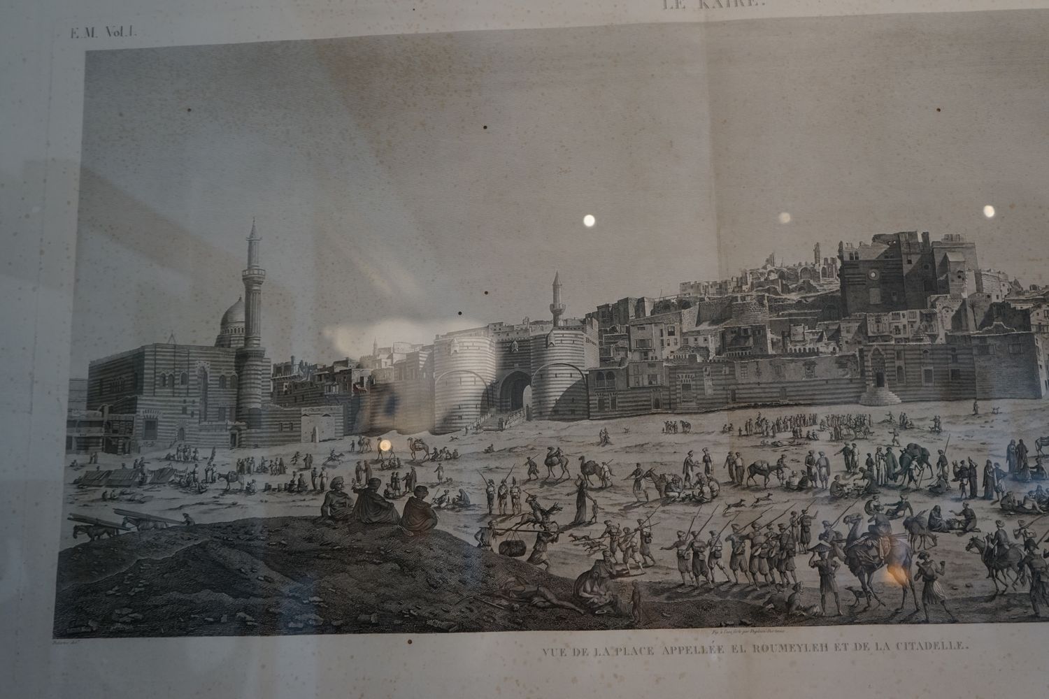 Etching of Egyptian Architecture in Gilt Gold Frame