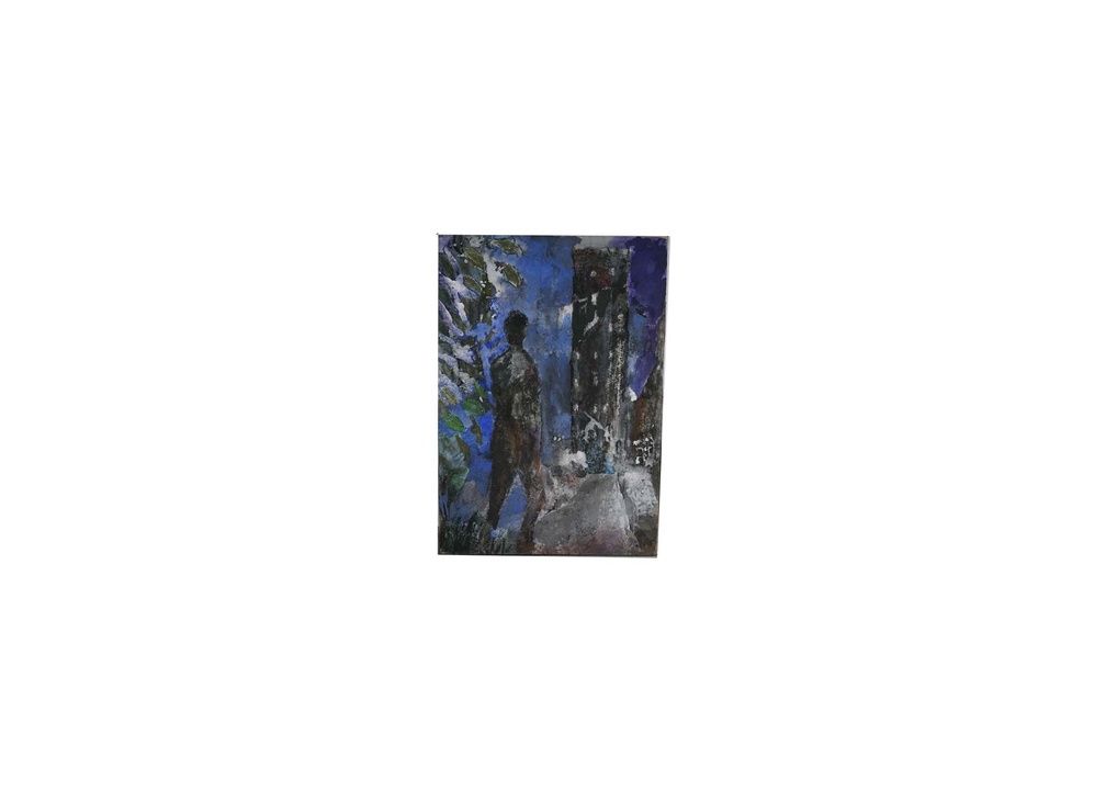 "Untitled" Mixed Media on Canvas Painting by Parisian Artist Alain Blondel, c.2002 27 1/2" x 39 1/2"