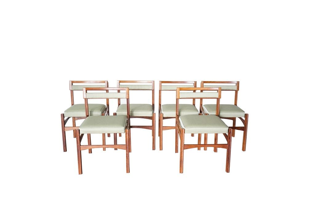 Wooden Dining Chair with Green Upholstery, 1960s, France