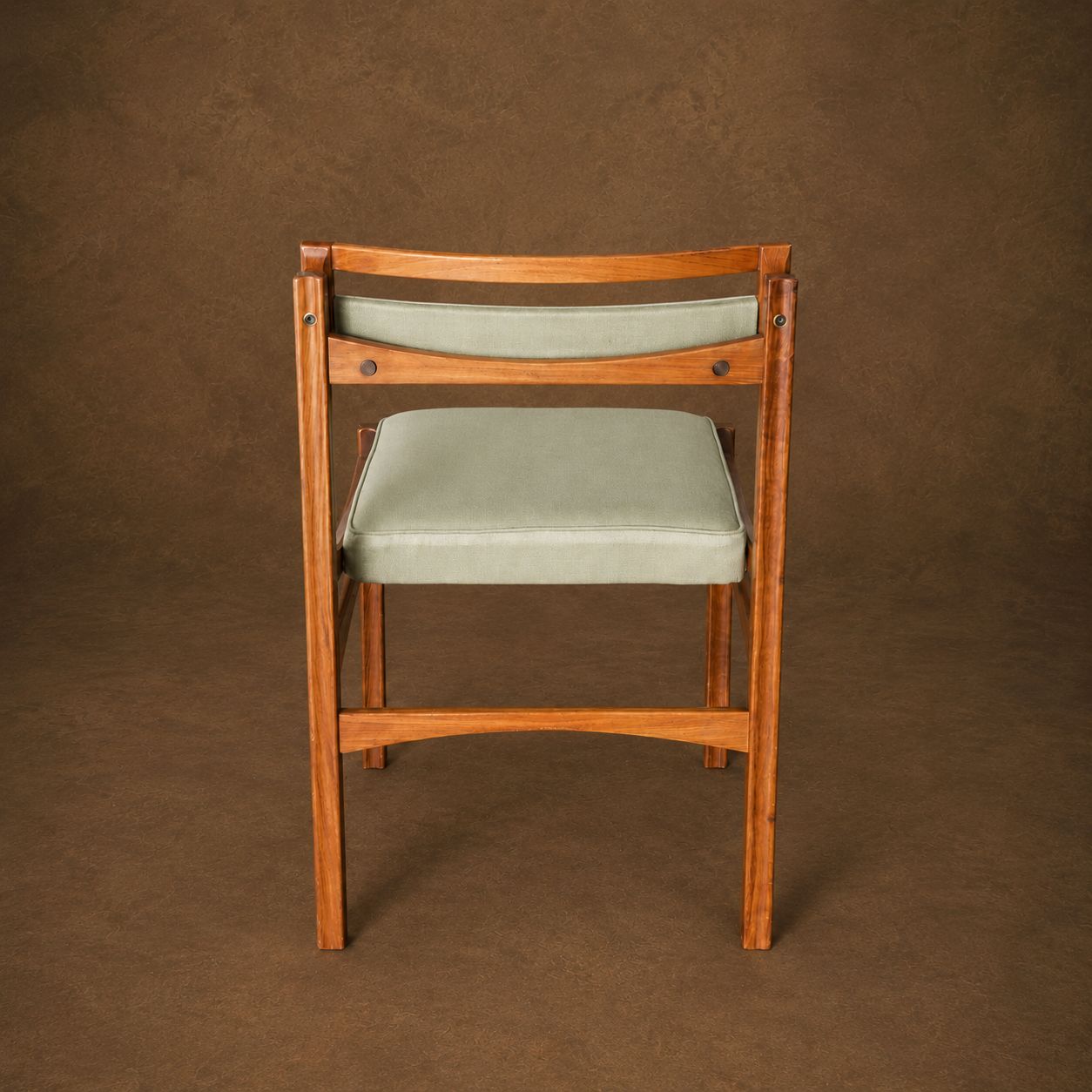 Set of 6 Wooden Dining Chairs with Green Upholstery, 1960s, France