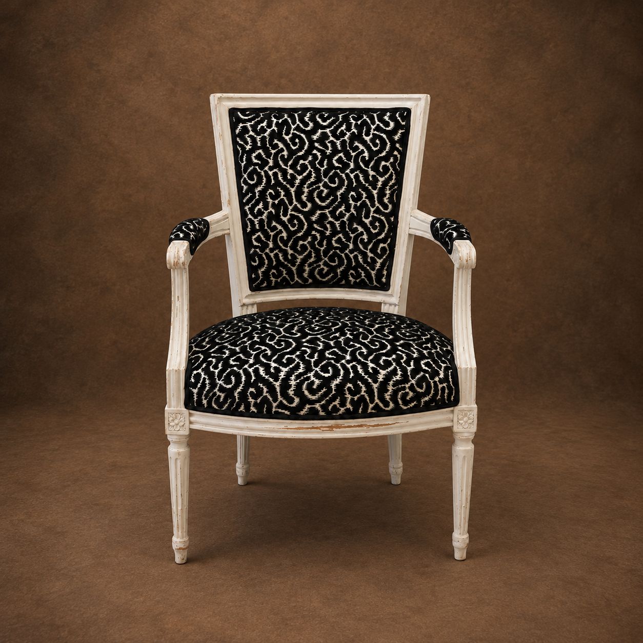 Louis XVI Chair, Newly Recovered in Jim Thompson Cut Velvet