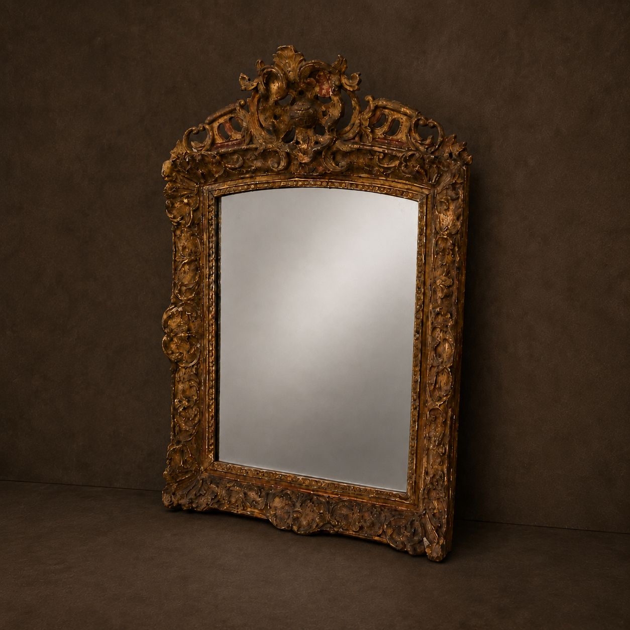 Antique Italian Gilt Wood Mirror, 18th Century