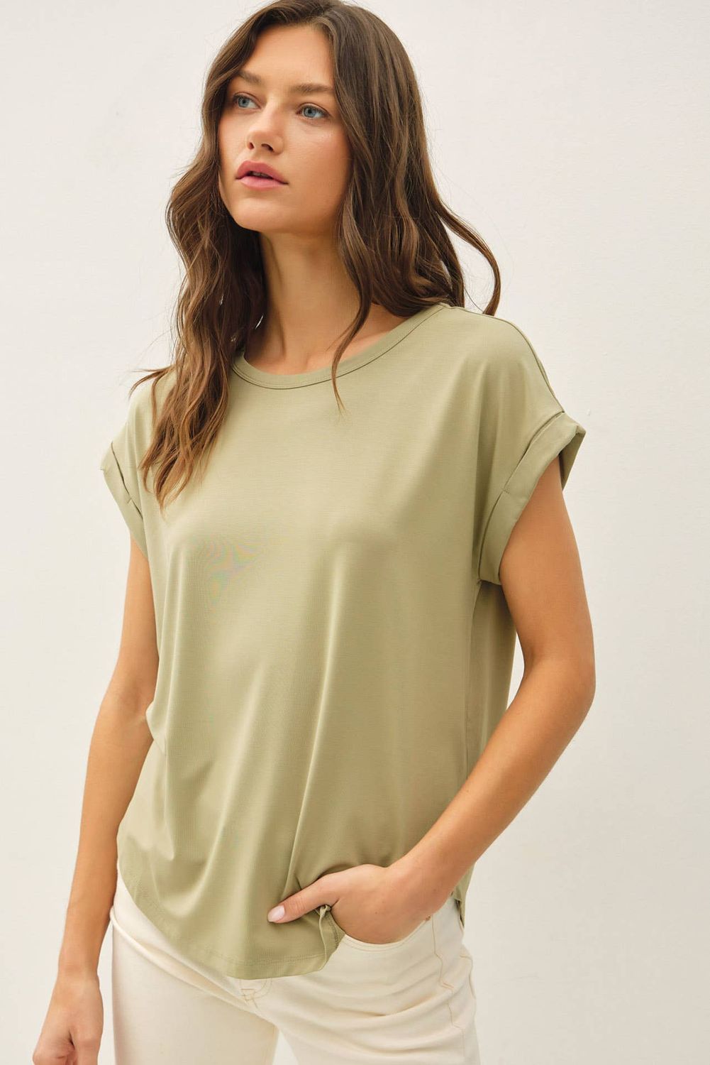 Bamboo/Modal Round Neck Cap Sleeve T-Shirt