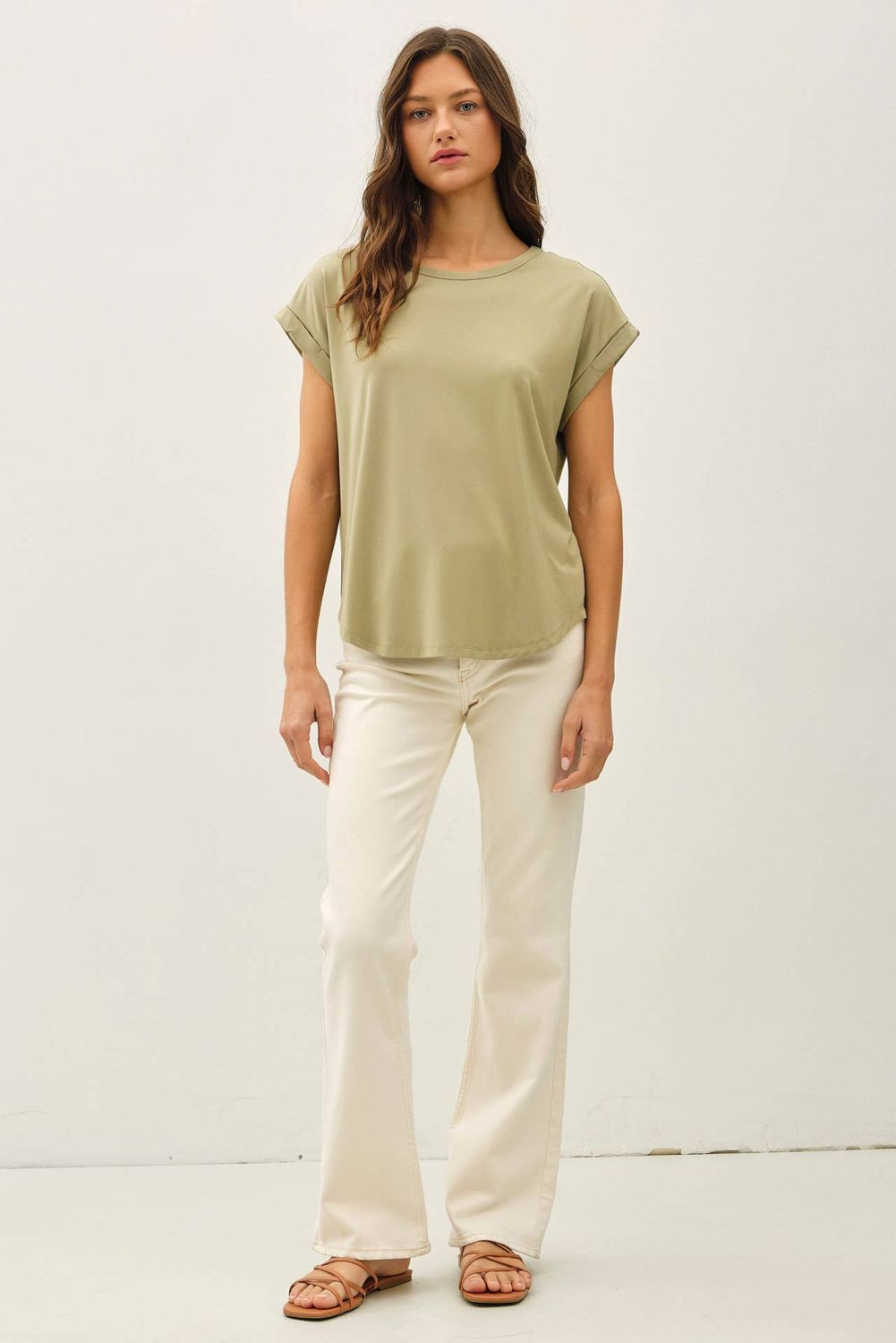 Bamboo/Modal Round Neck Cap Sleeve T-Shirt