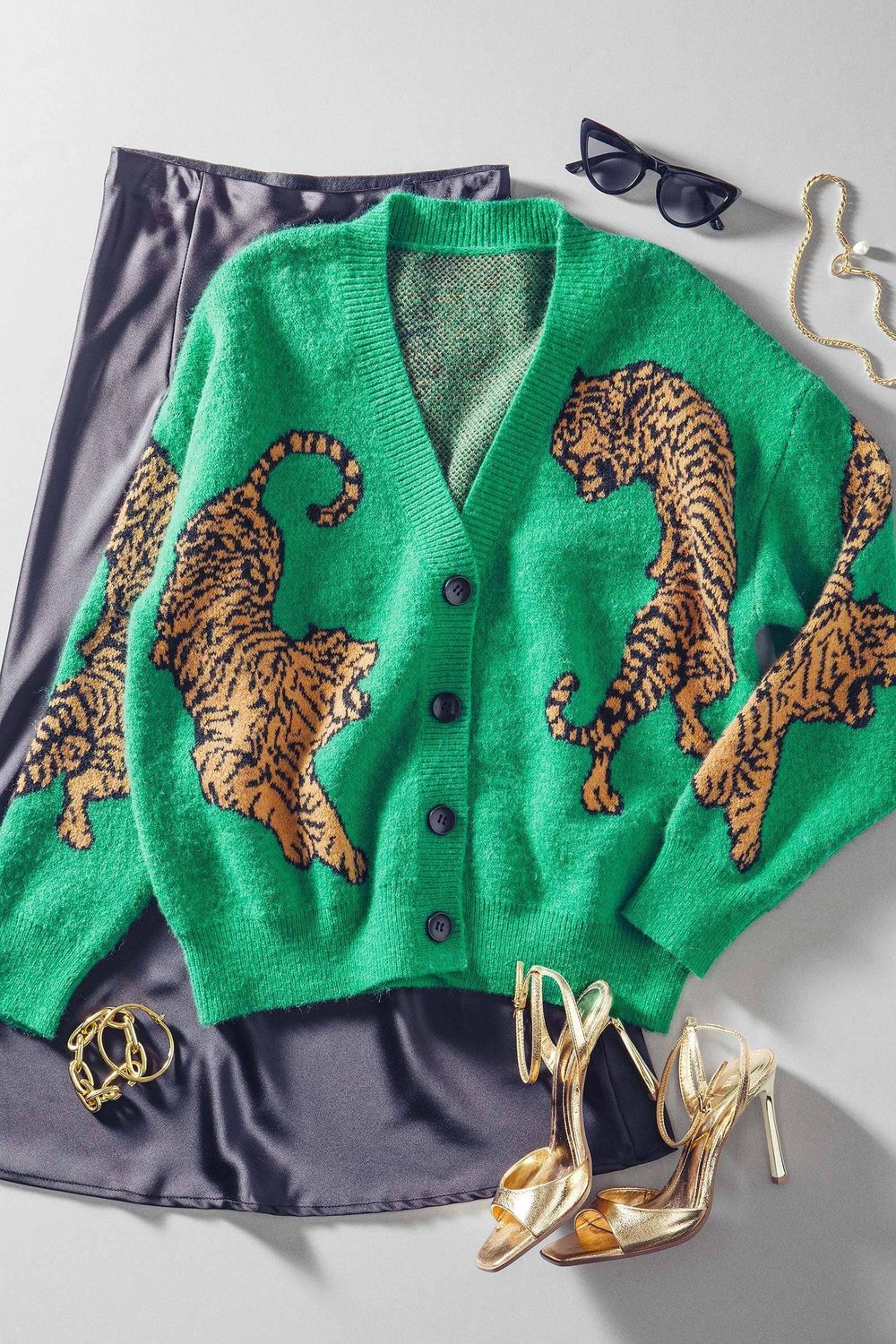 Tiger Jacquard Knit Cardigan