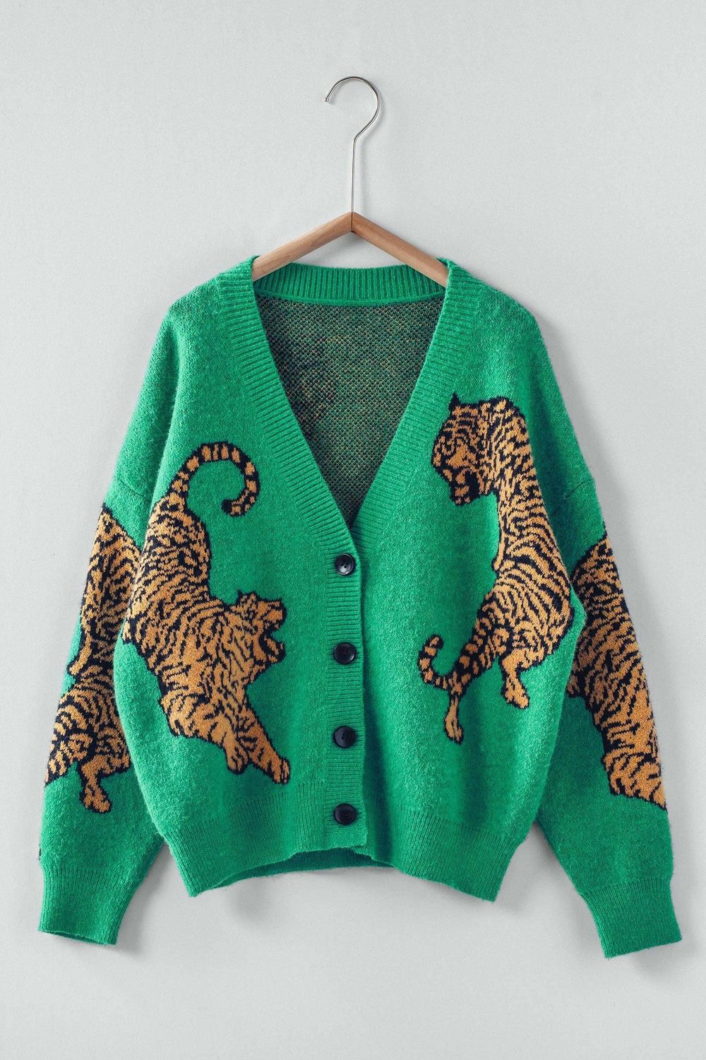 Tiger Jacquard Knit Cardigan, Size: S/M