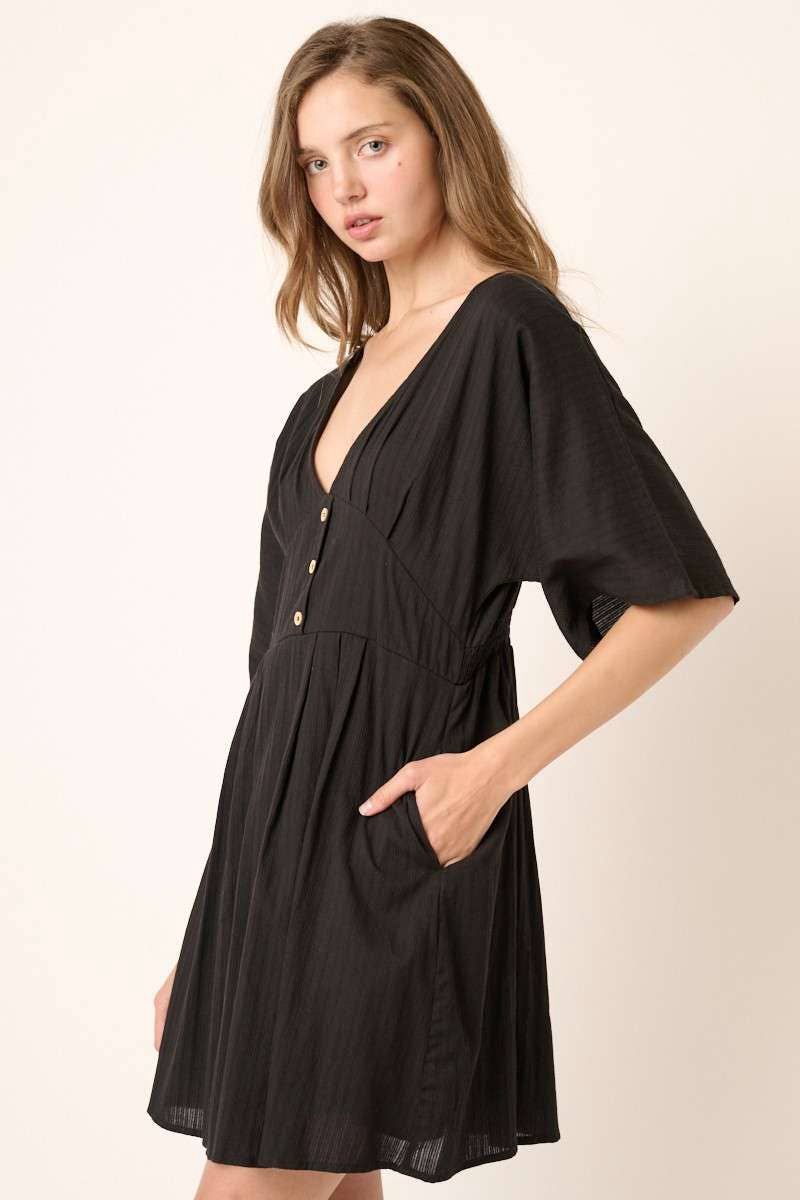 Stripe Texture Kimono Dolman Sleeve Mini Dress